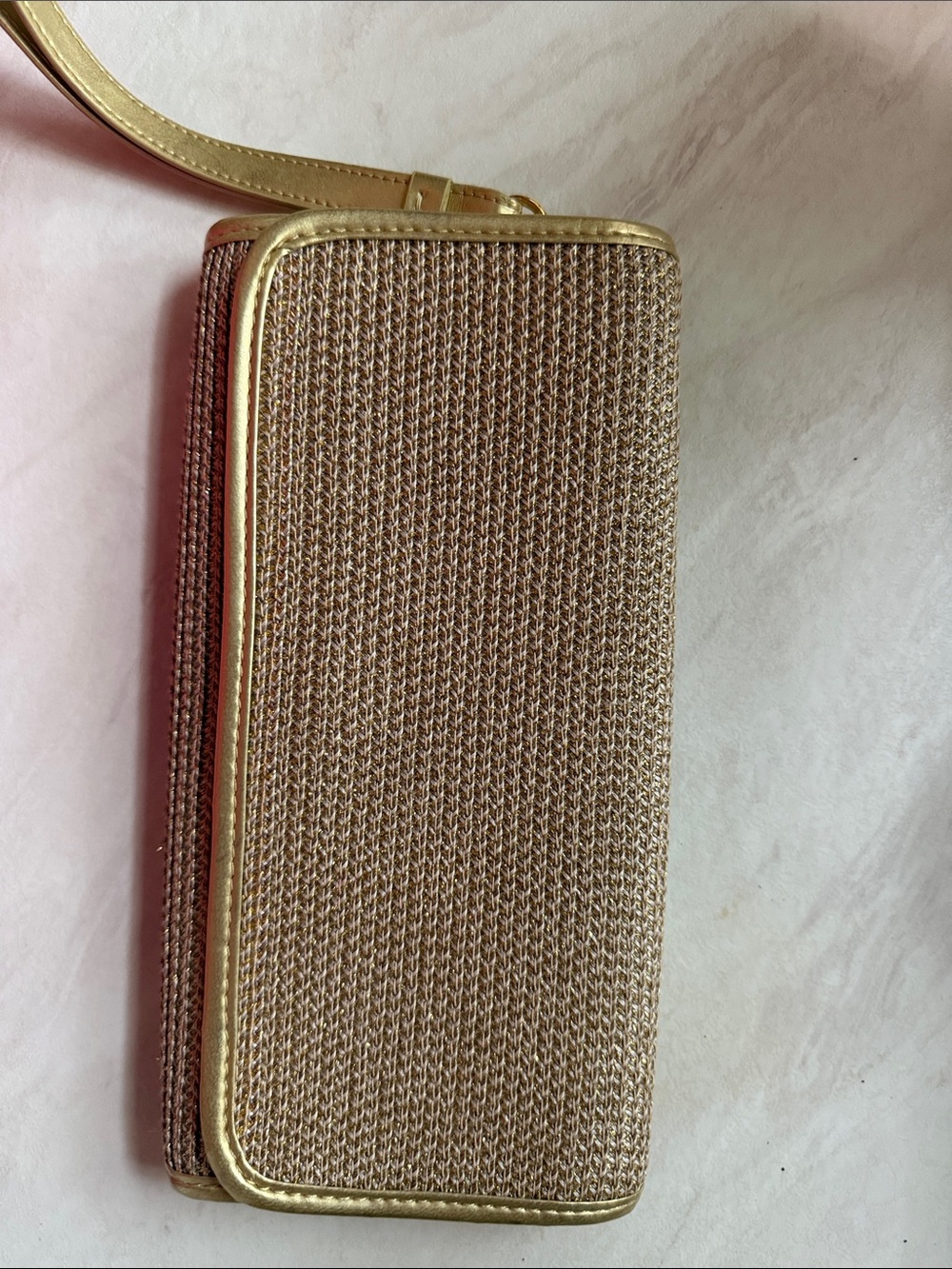 Gold Woven Crossbody Wallet - Unbranded